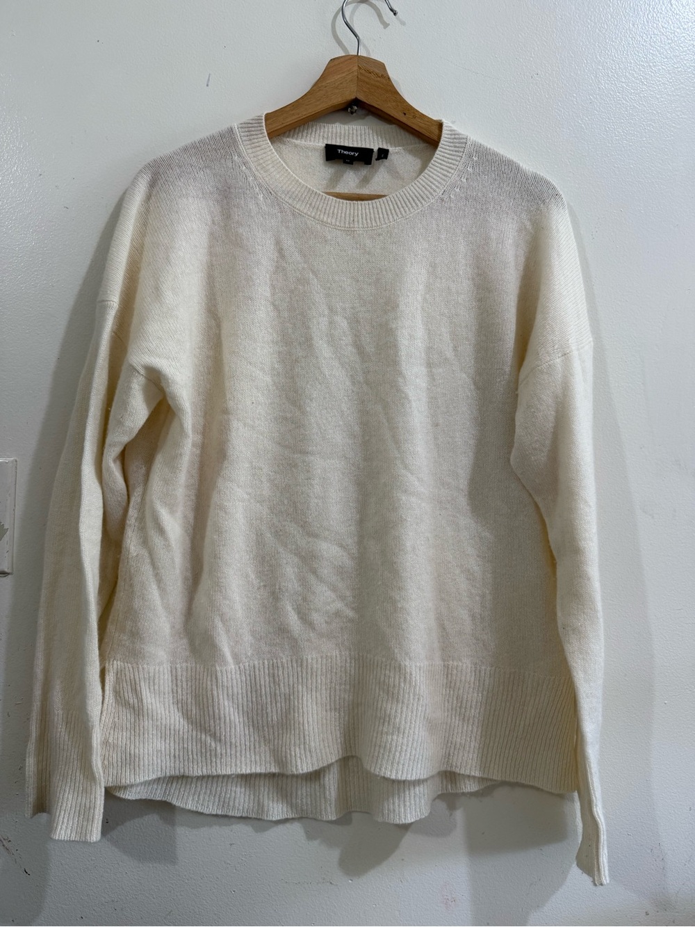 Theory Cream Crewneck Knit Sweater